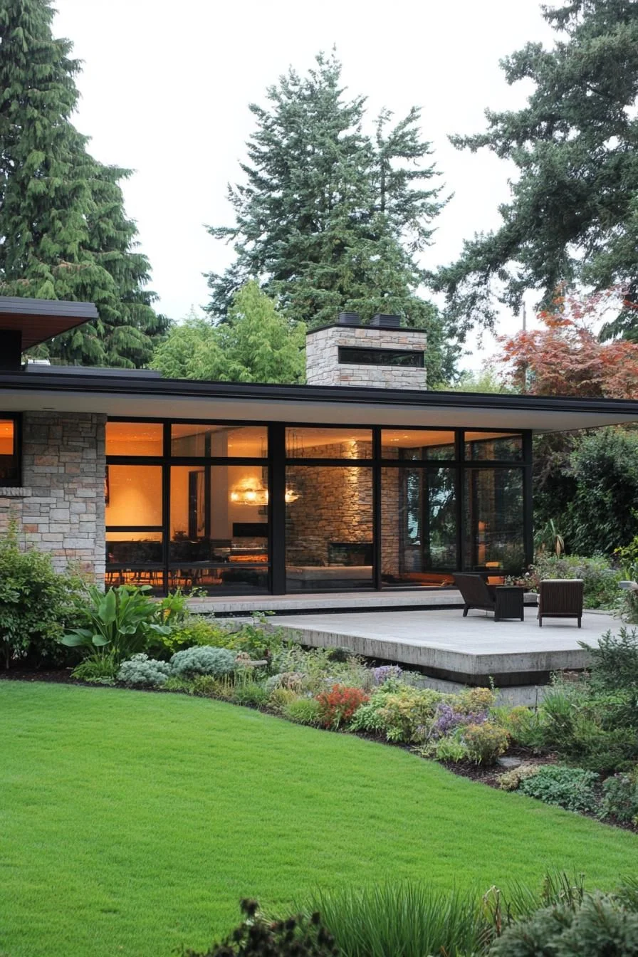 A Garden Vista of Flat Roof Serenity