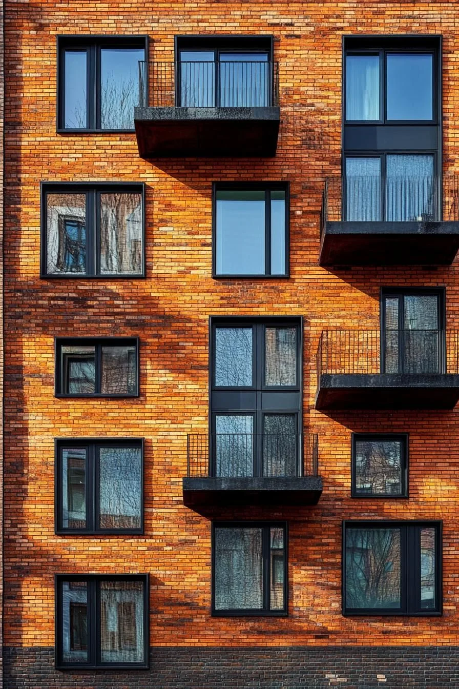 Brick Facade With Balcony Details