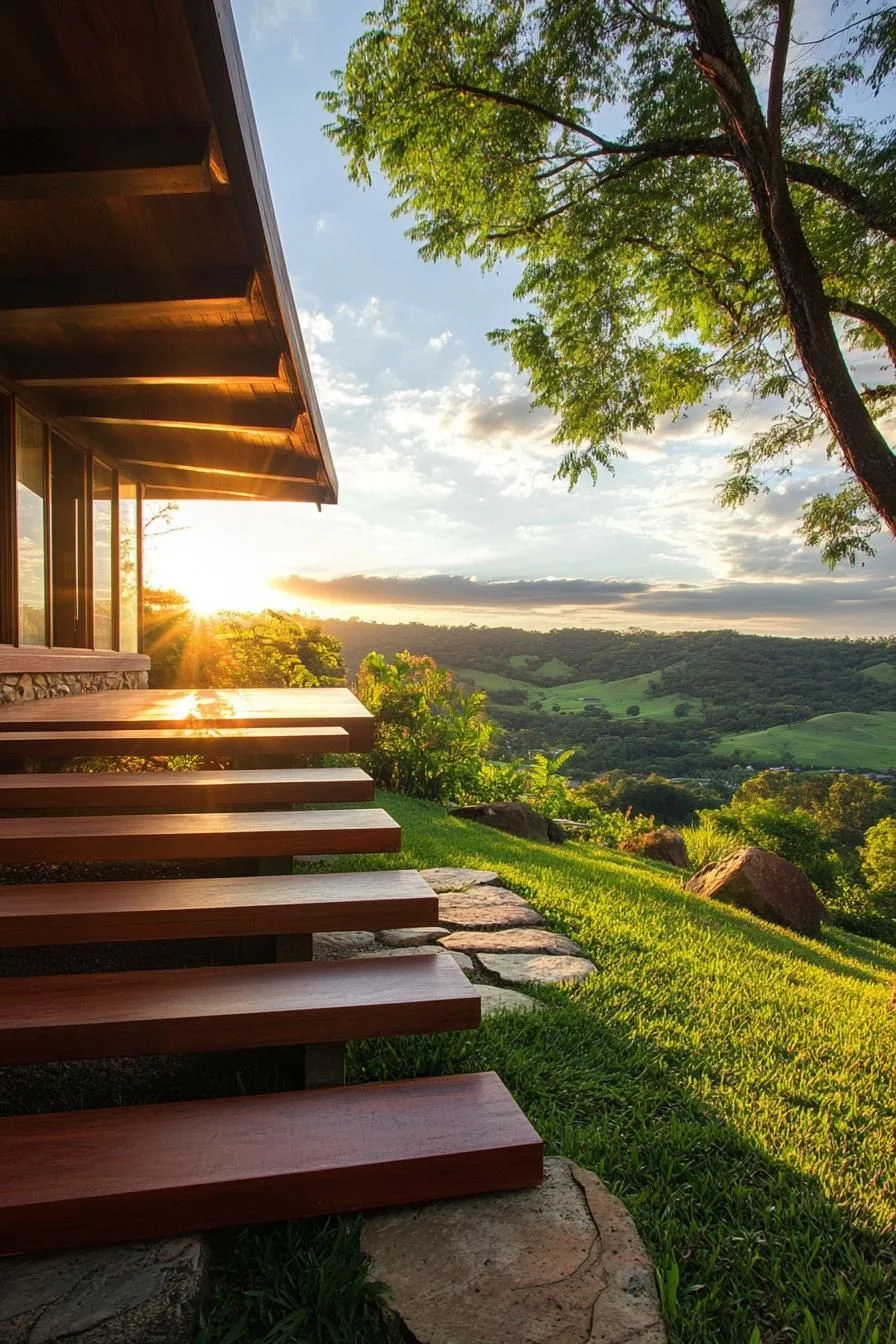 Floating Staircases with Glass Railings