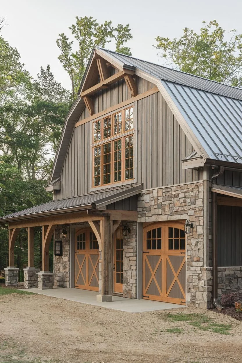 Stone Arch Garage House Design