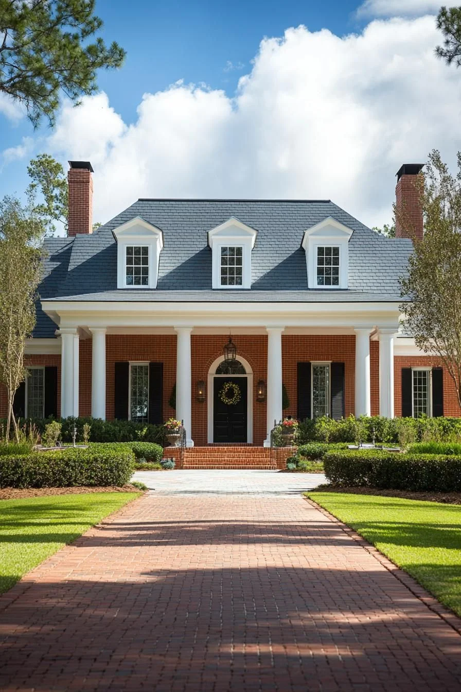 A Colonial Home Set Among Pine Trees