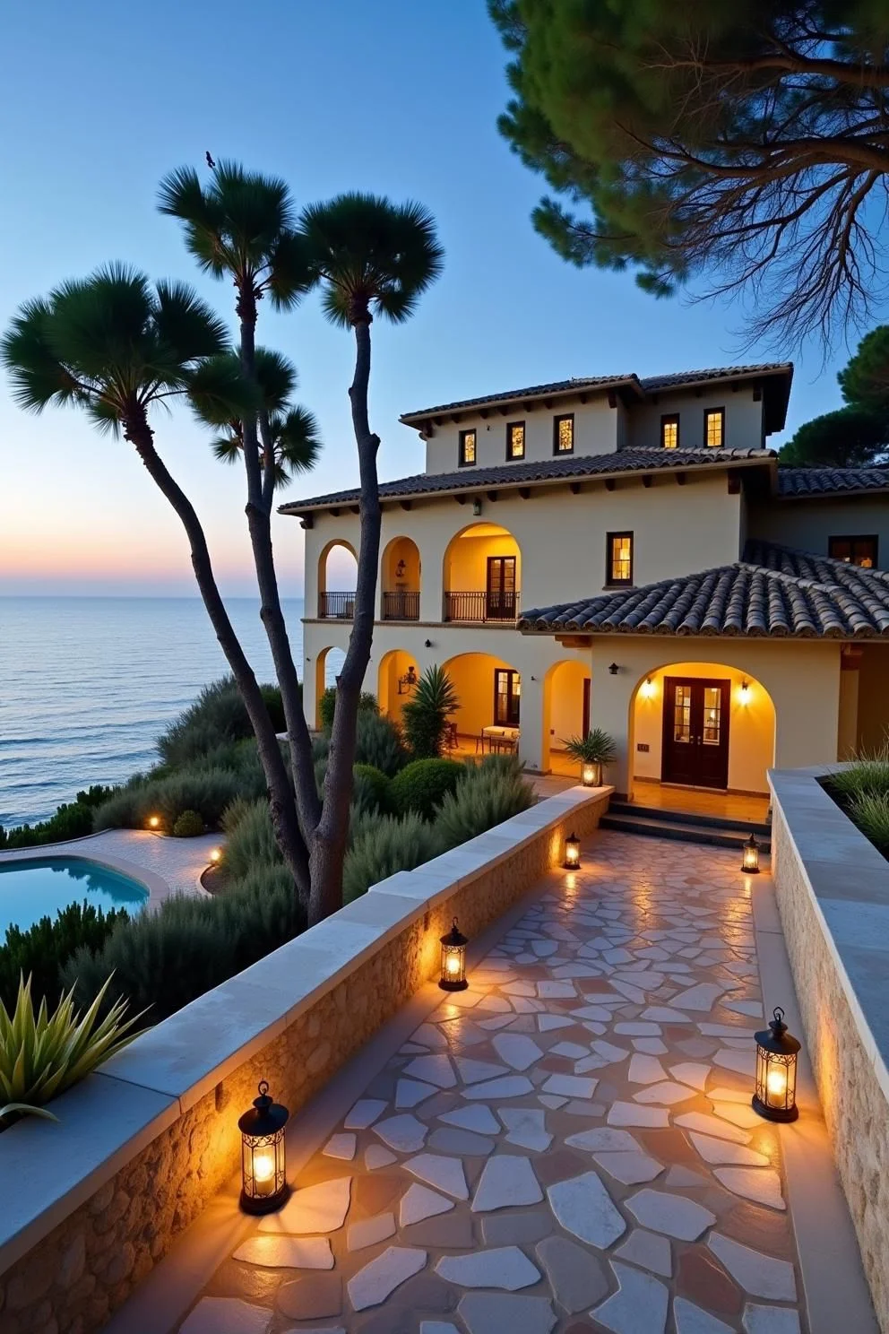 Coastal Tuscan Villa at Twilight