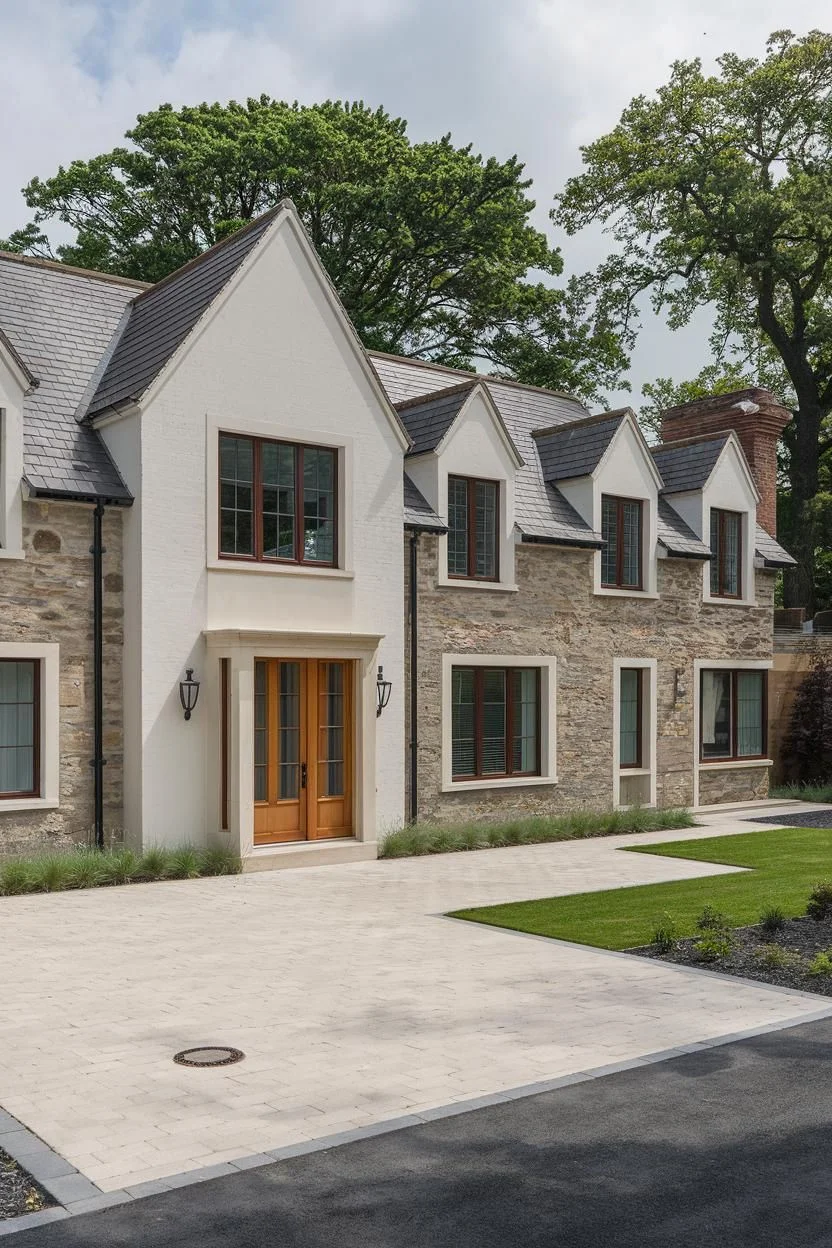 A Suburban Blend of Stone and Stucco