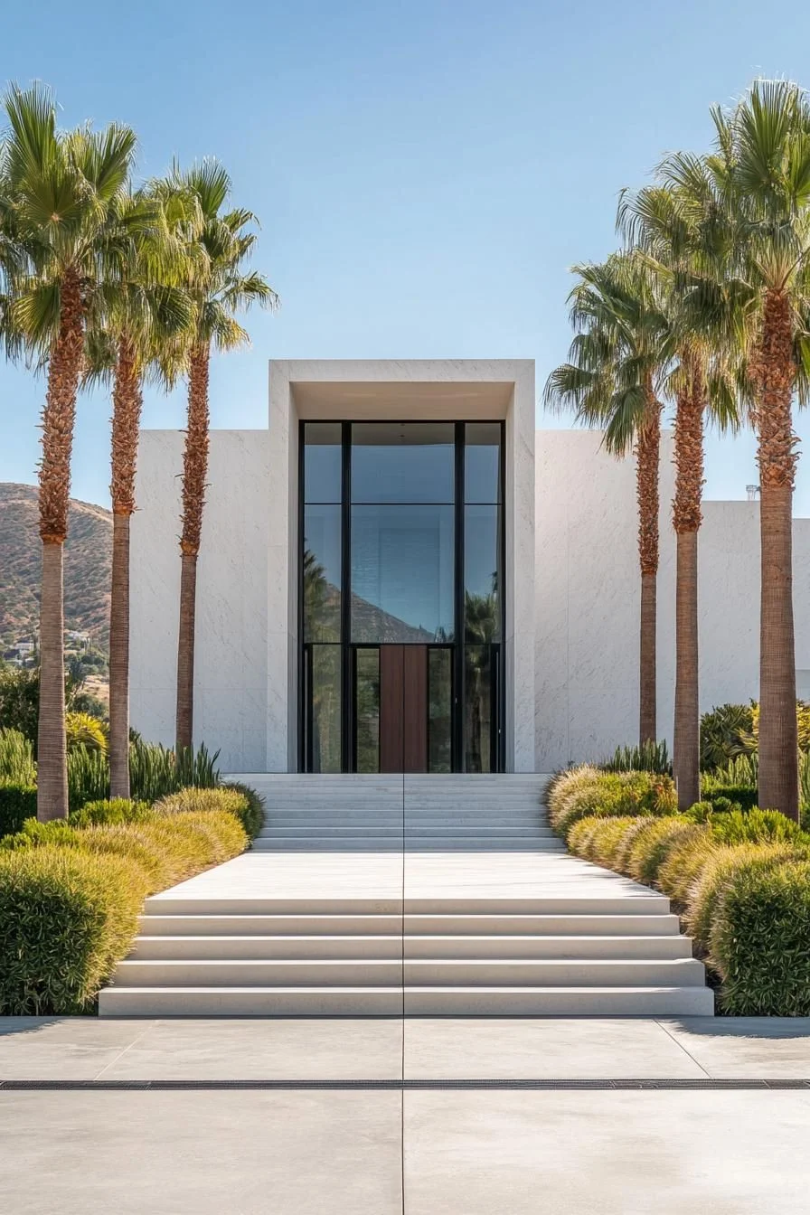 Minimalist Mansion Featuring Palm Trees