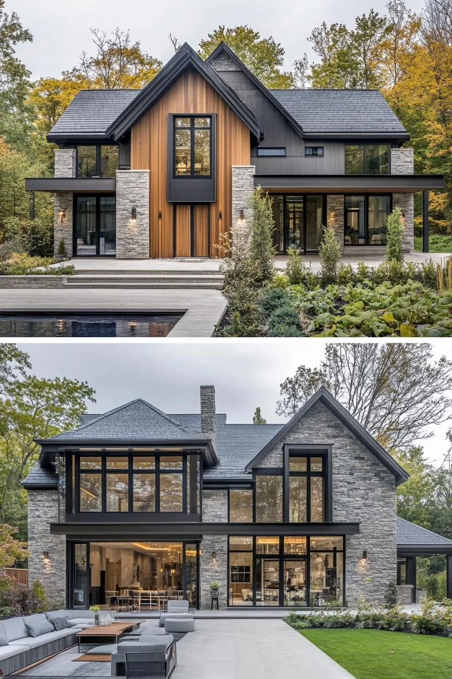 Wood and Stone Combine in This Farmhouse