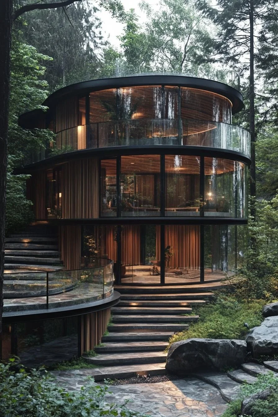A Circular Canopy Castle Wrapped in Nature