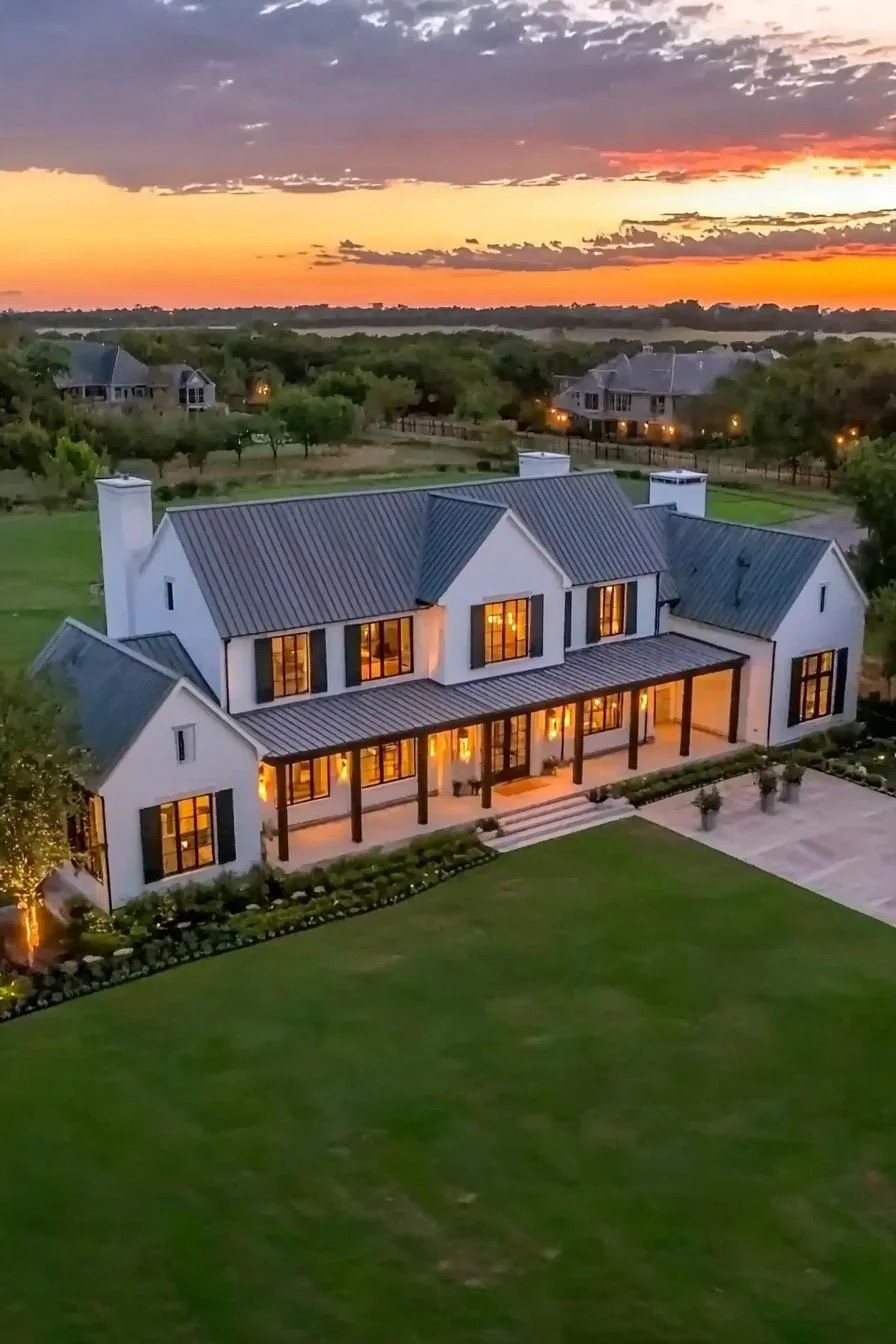 Graceful Retreat Bathed in Sunset Light