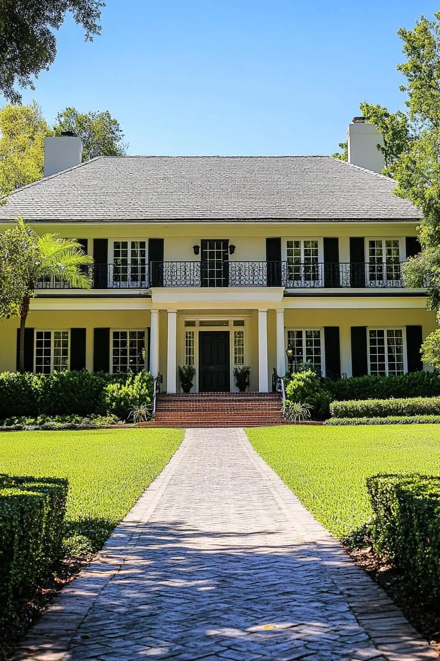 A Quiet Colonial Home and Its Walkway
