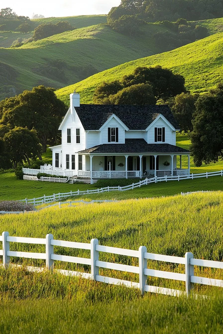 Charming White Home on Rolling Green Land