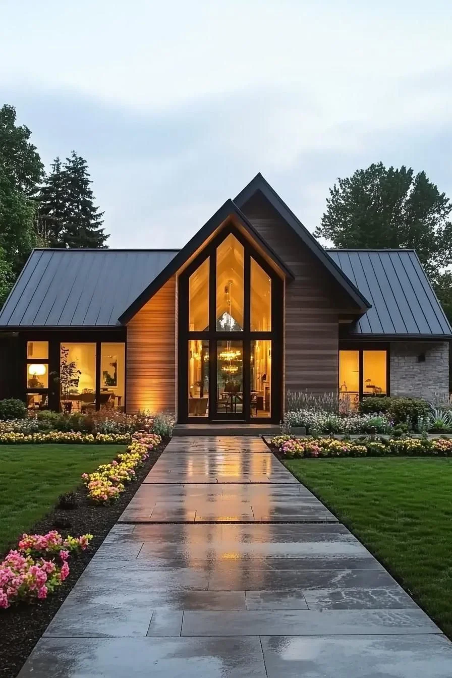 A Warmly Lit One-Story Home