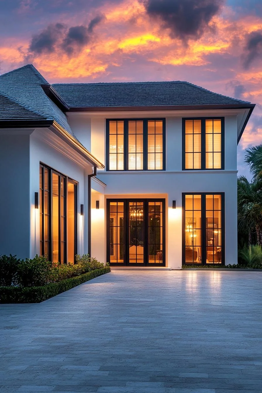 A Colonial Home at Twilight