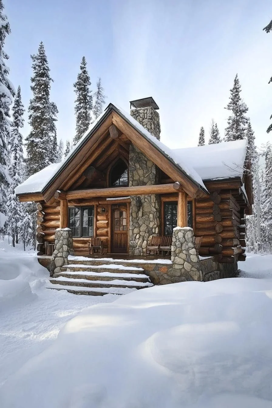 A Timber Cabin's Tale in the Icy Woods