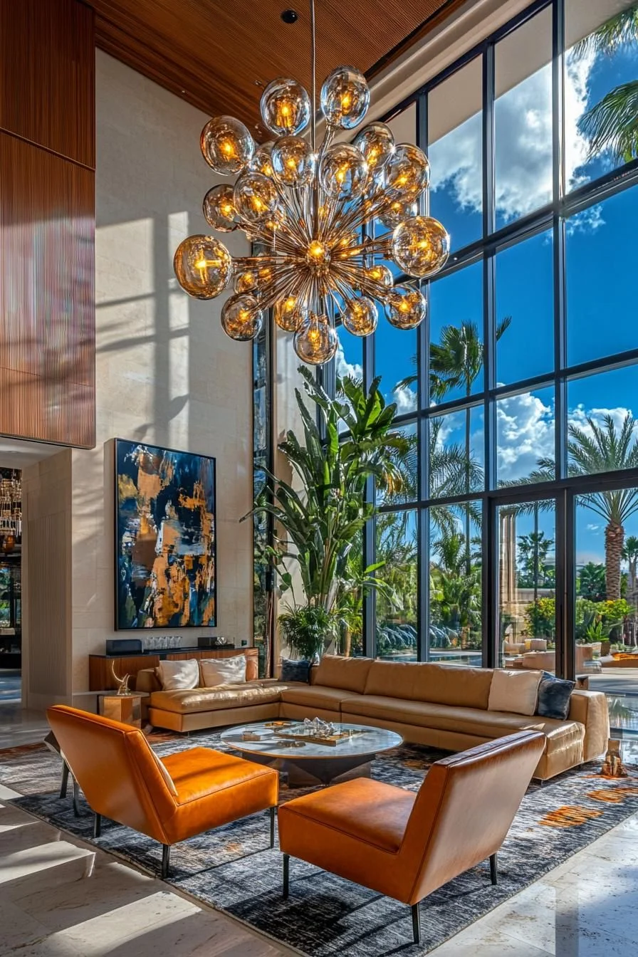 Metallic Accents in a Retro Lounge