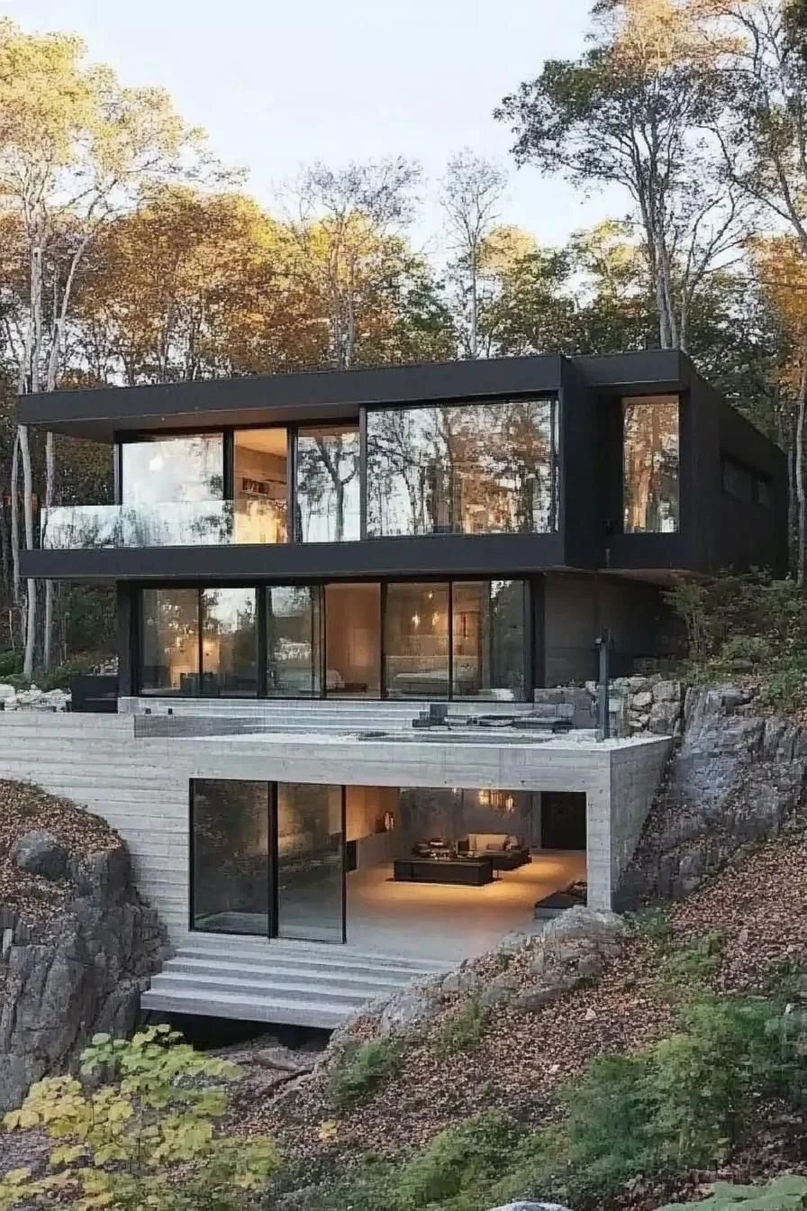 Slope House Wrapped in Forest
