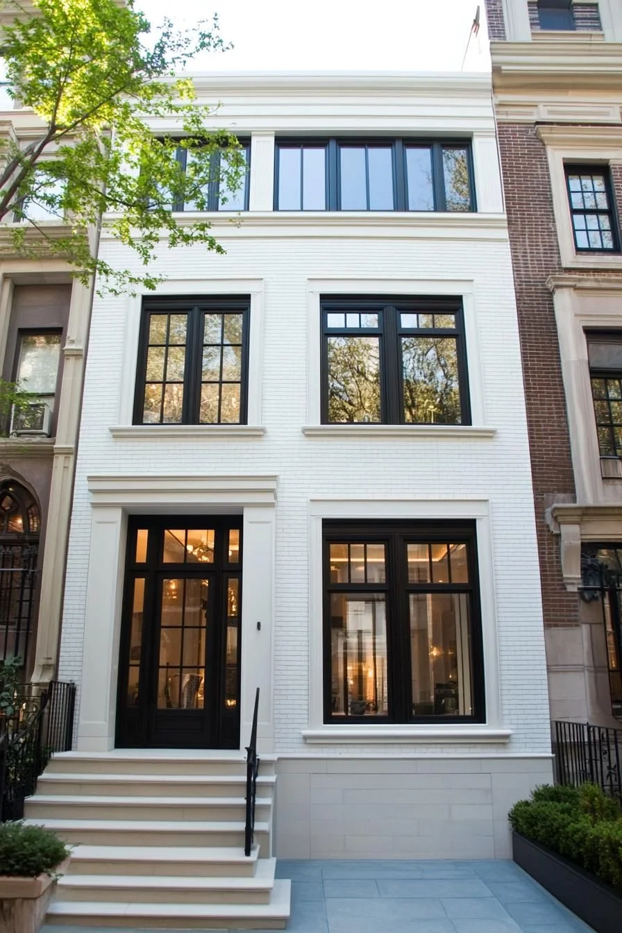 Black Accents on a Chic White House