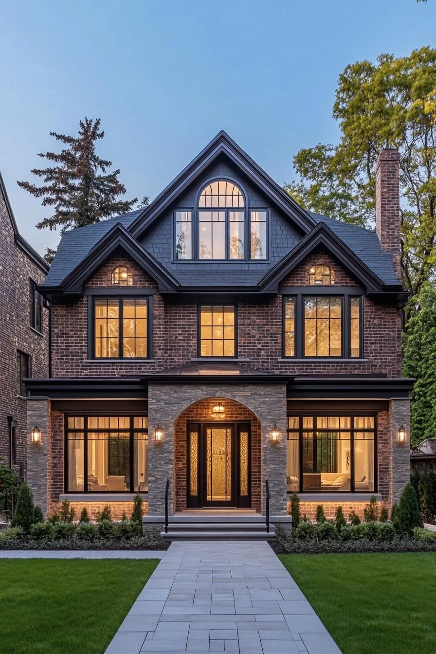 A Brick Castle with Arched Details