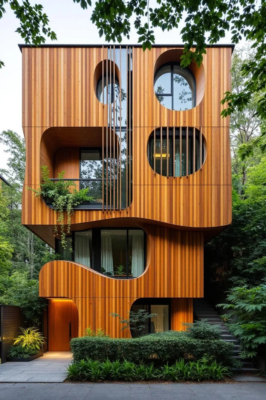 Curved Timber Facade Delight