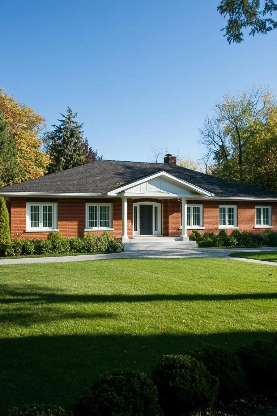 A Brick Ranch in a Sunlit Meadow
