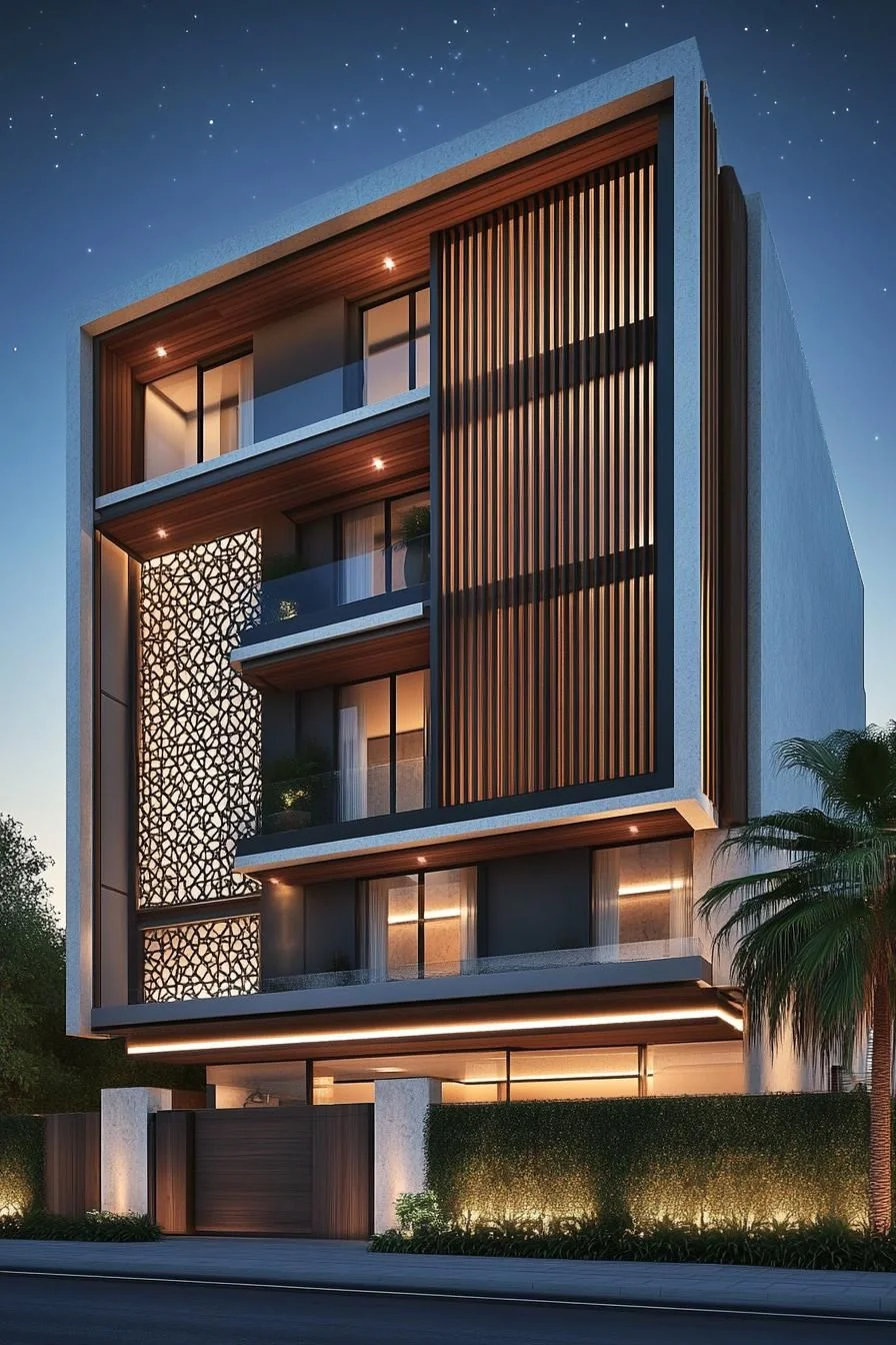 Timber Facade Under Open Sky
