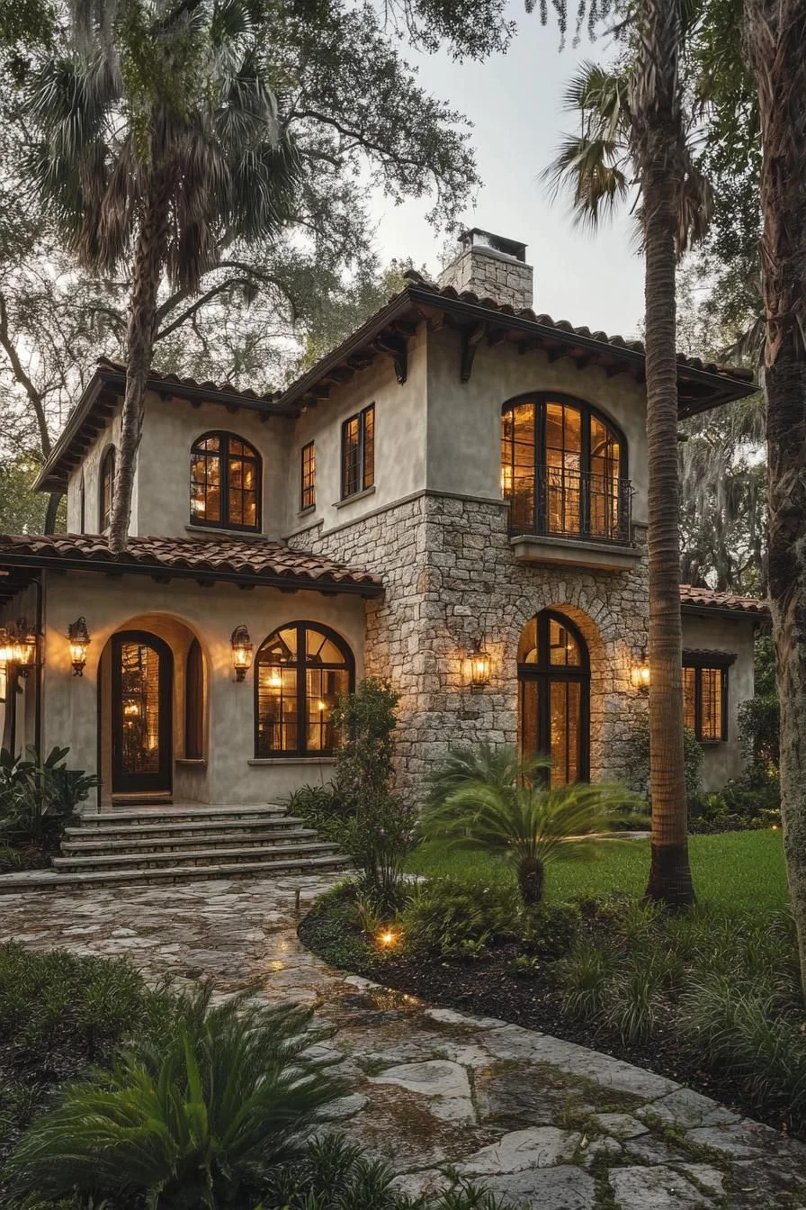 Cozy Blend of Stone and Stucco