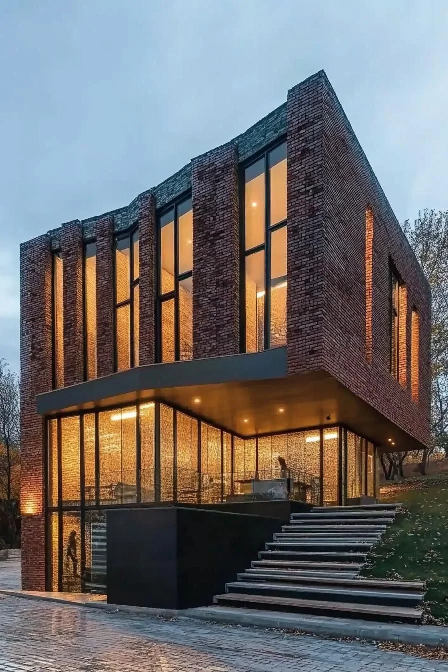 Brick Facade With Grand Windows
