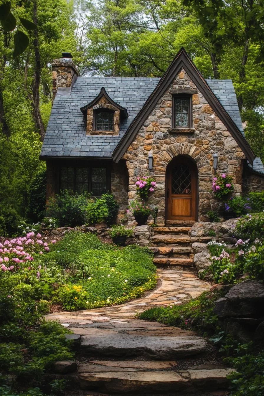 A Fairy-Tale Cottage Surrounded by Blossoms