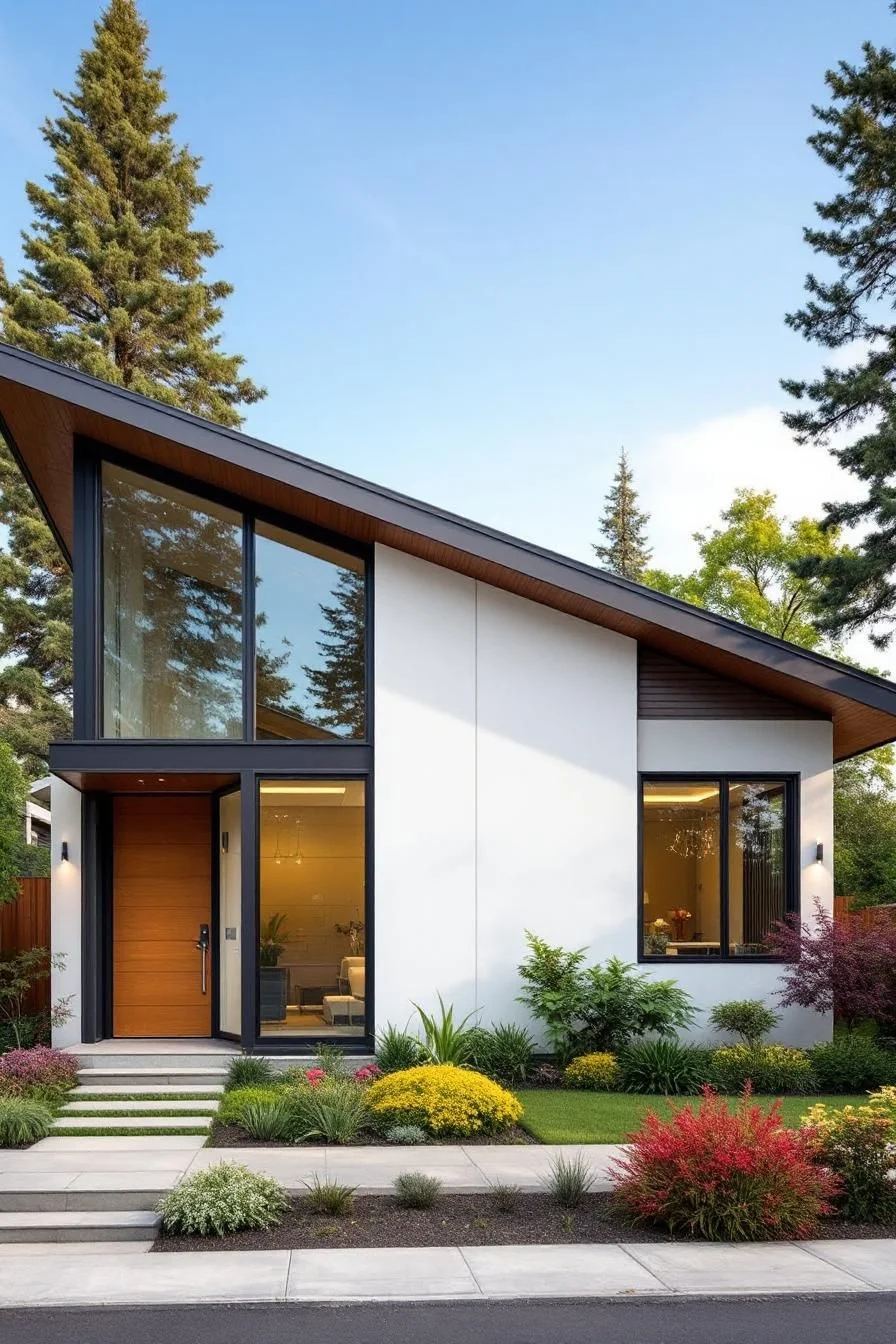 A Slanted-Roof Bungalow Design
