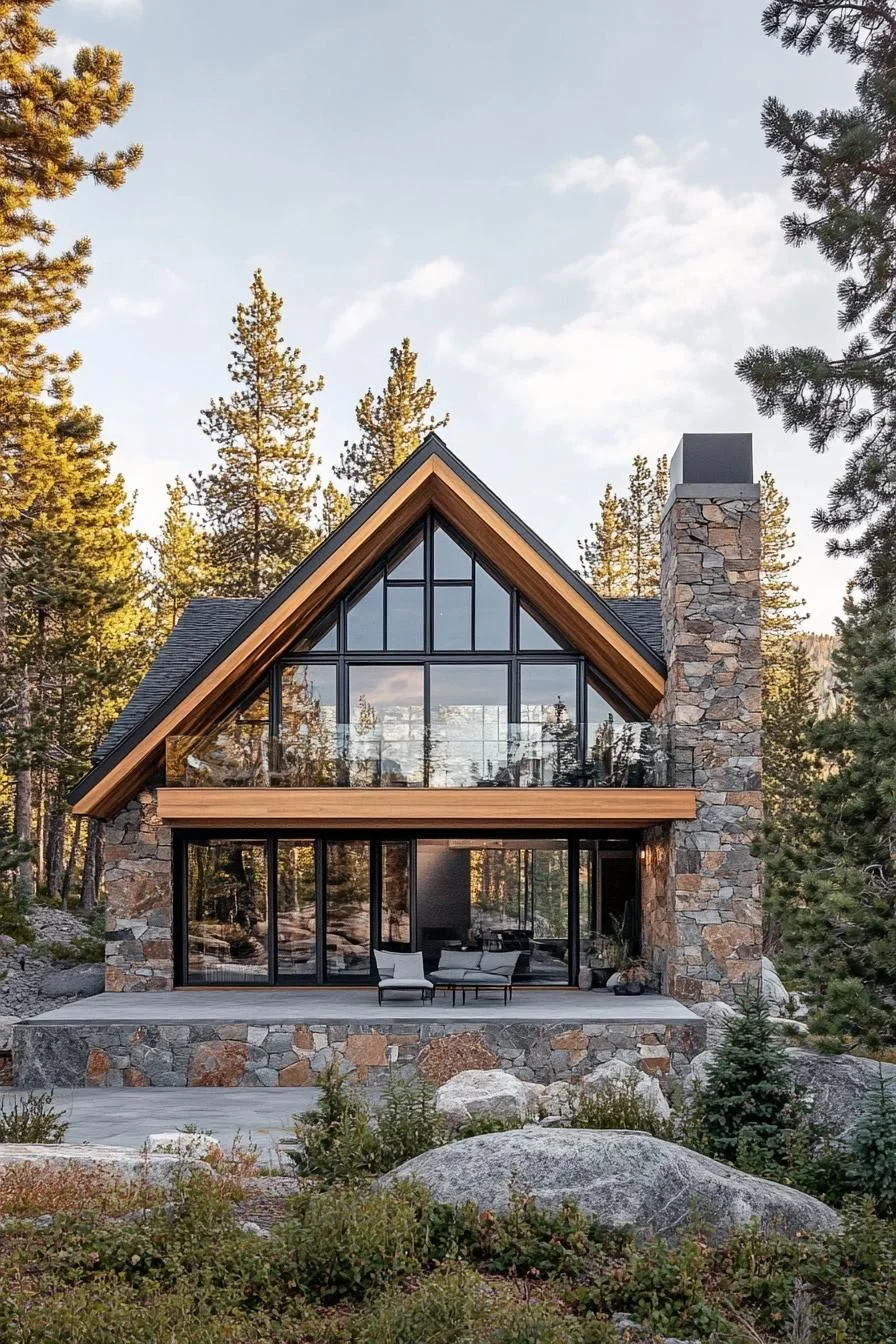 Glass Chalet Among Tall Trees