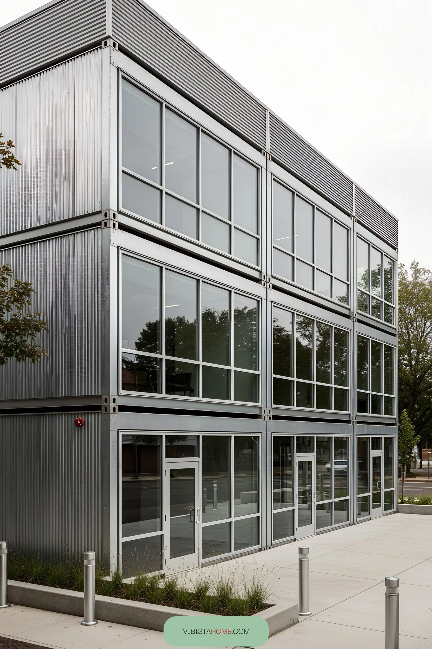 A Steel Container Office With Rhythmic Design