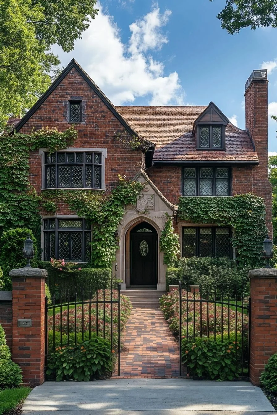 Red Brick Home Wrapped in Greenery
