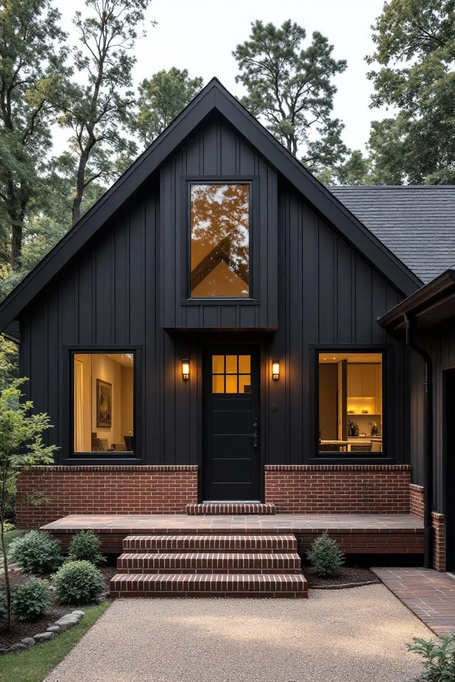 A Gabled Noir Cottage With Brick Trim