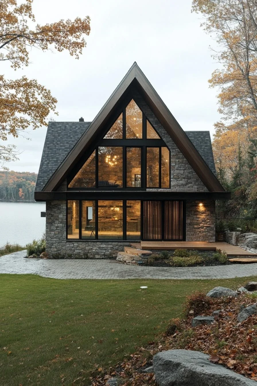 A-Frame Stone Cottage on the Lake