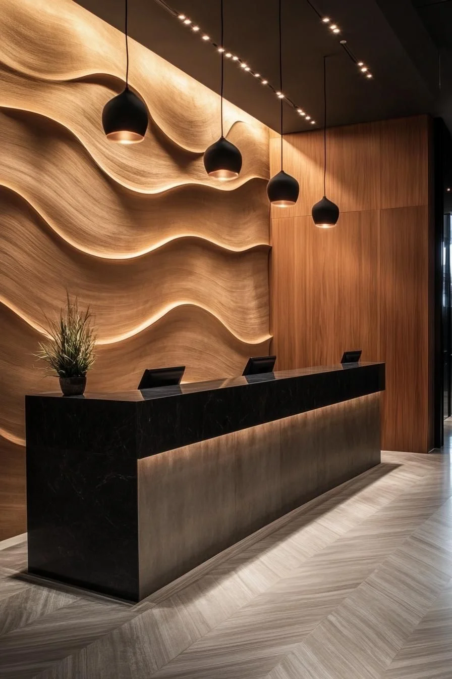 Wood Wave Wall With Modern Shadows