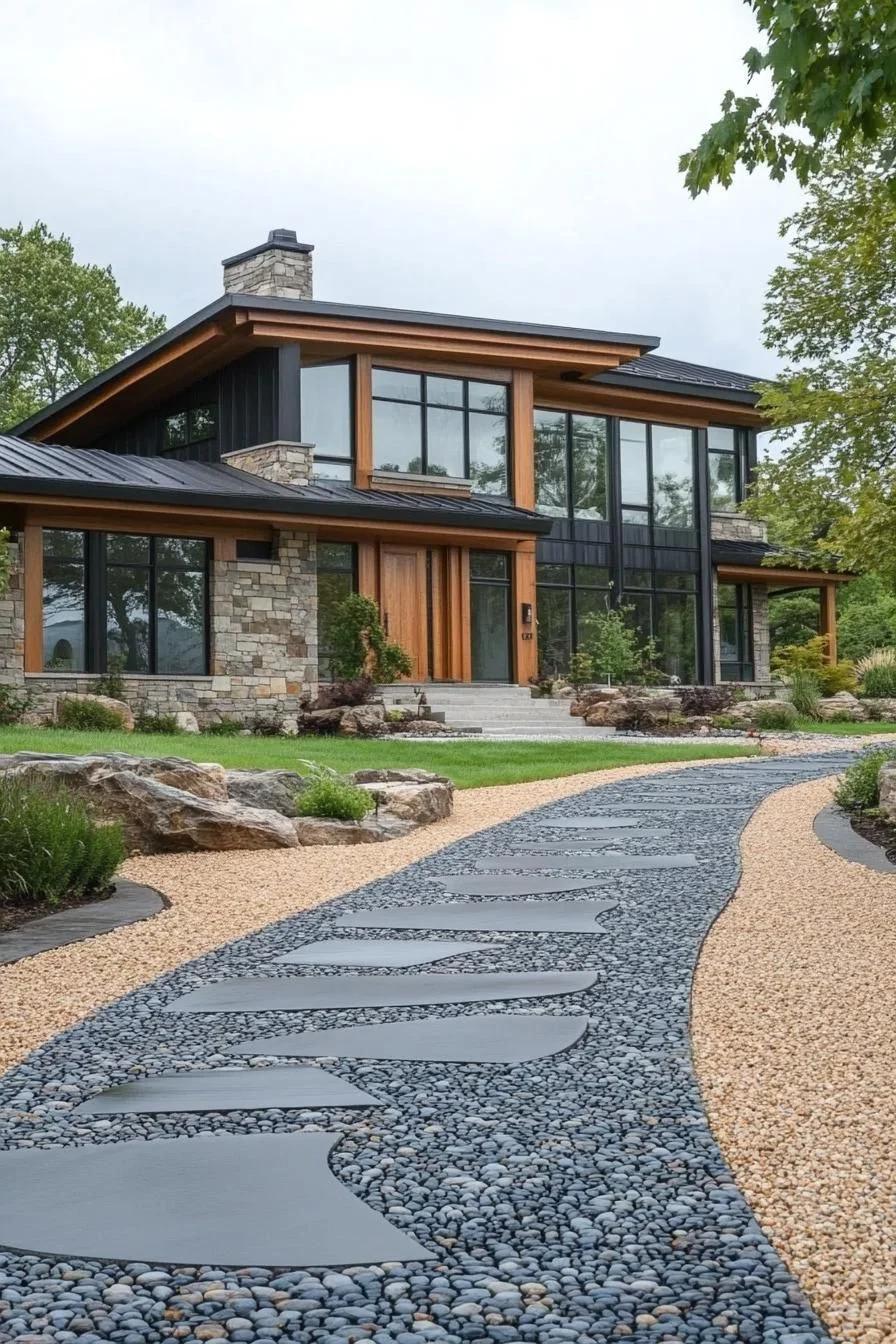 A Modern Home with a Zen Pathway