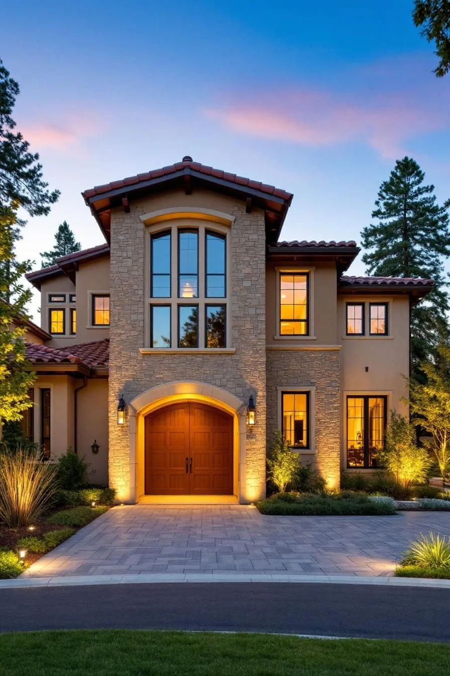 Tuscan Stone Tower at Twilight