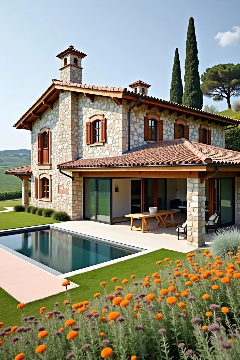 Poolside Stone Villa Celebration