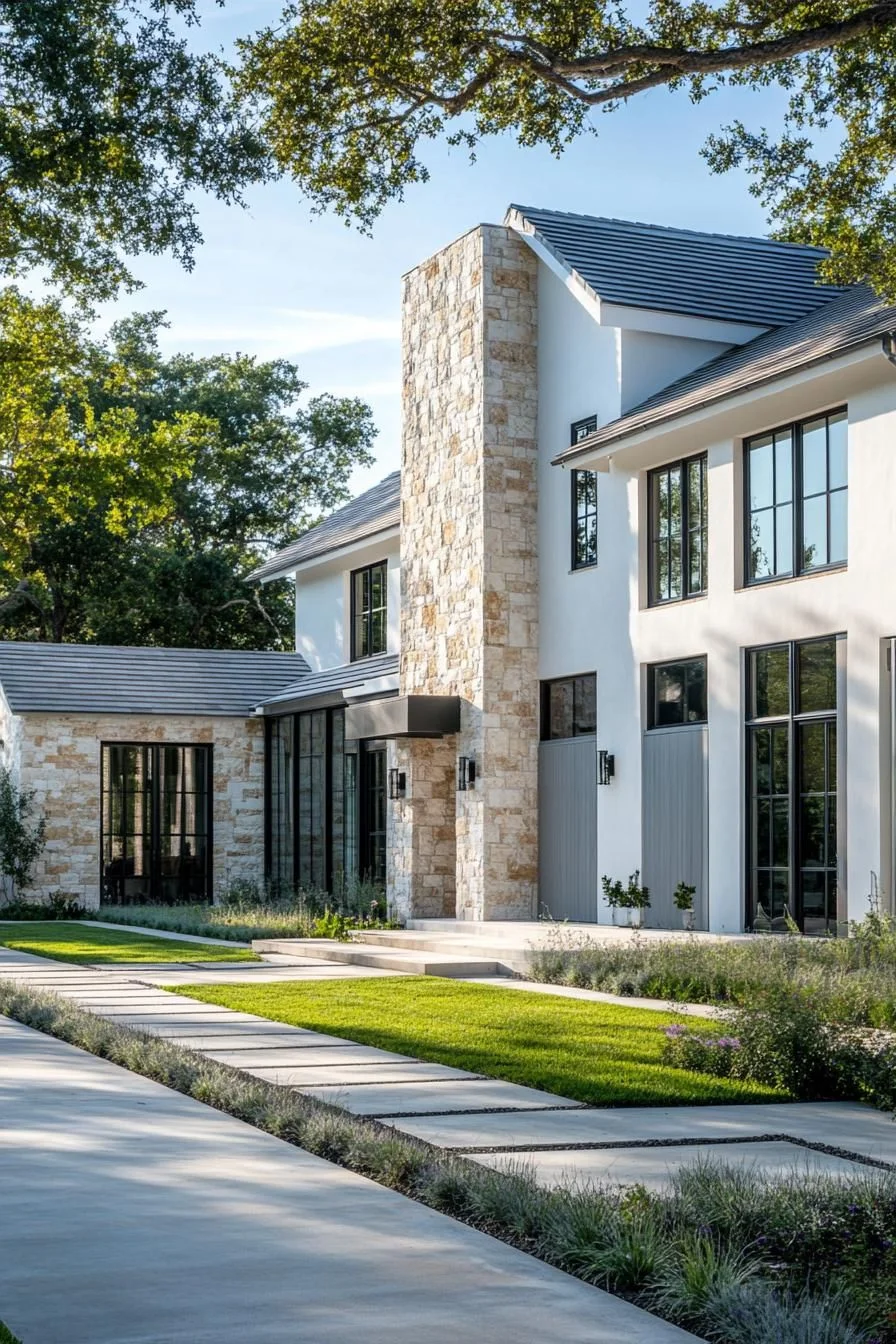 Contemporary House in Stone and Glass