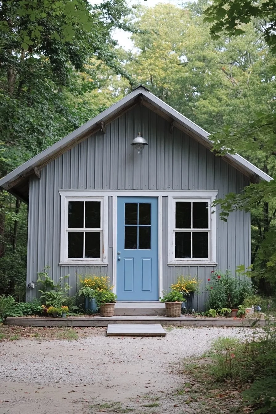 Metal Home in an Open Meadow