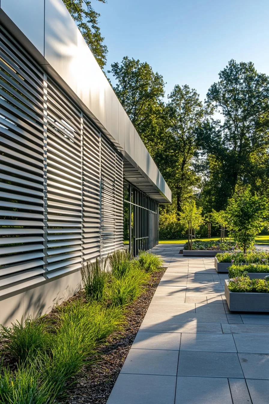 Grid Facade with Garden Accents