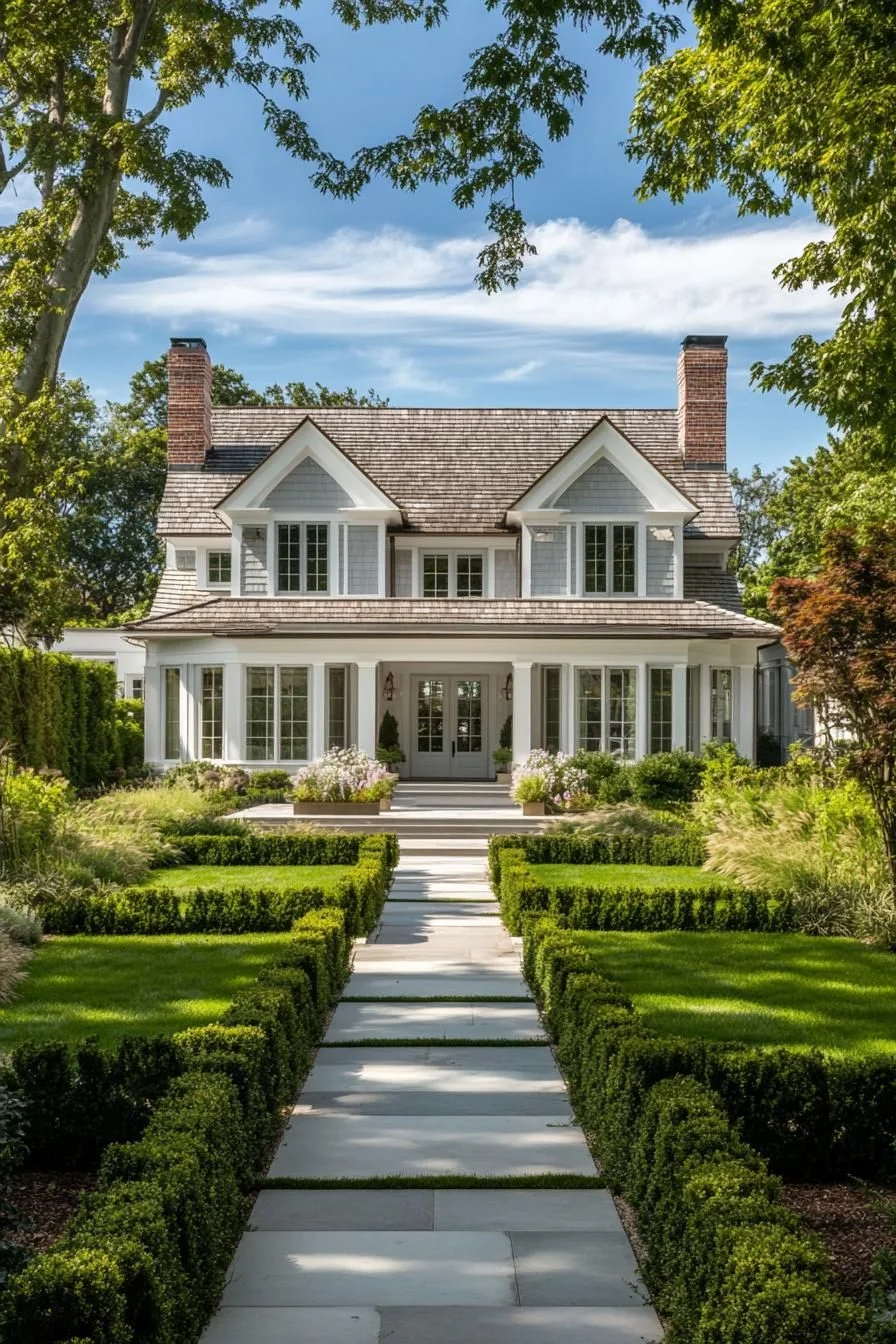 Gabled Design with Boxwood Landscaping