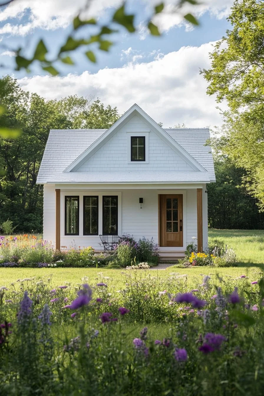 White Cottage Surrounded by Blossoms