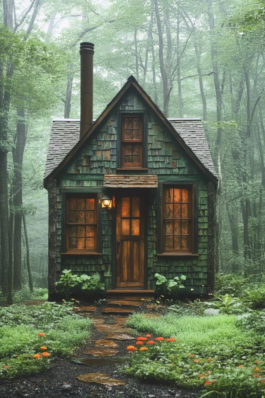 A Green-Roofed Cabin Escape