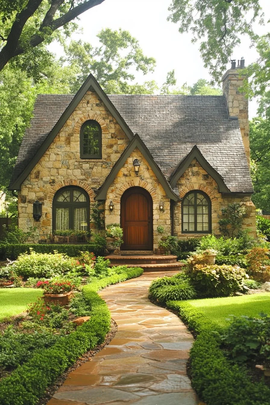 Storybook Stone Cottage With Arched Door