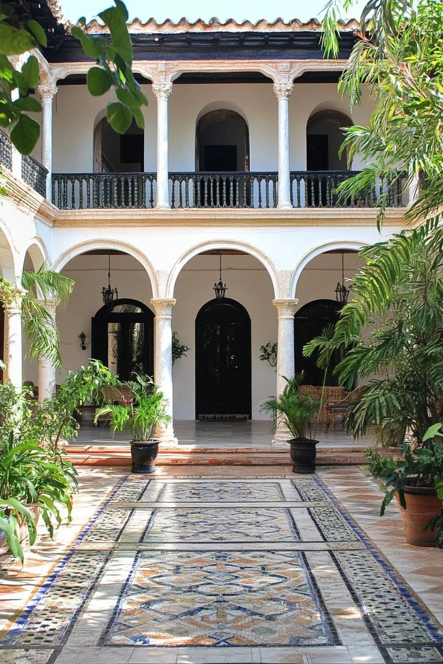 Spanish Courtyard With Detailed Tile Work