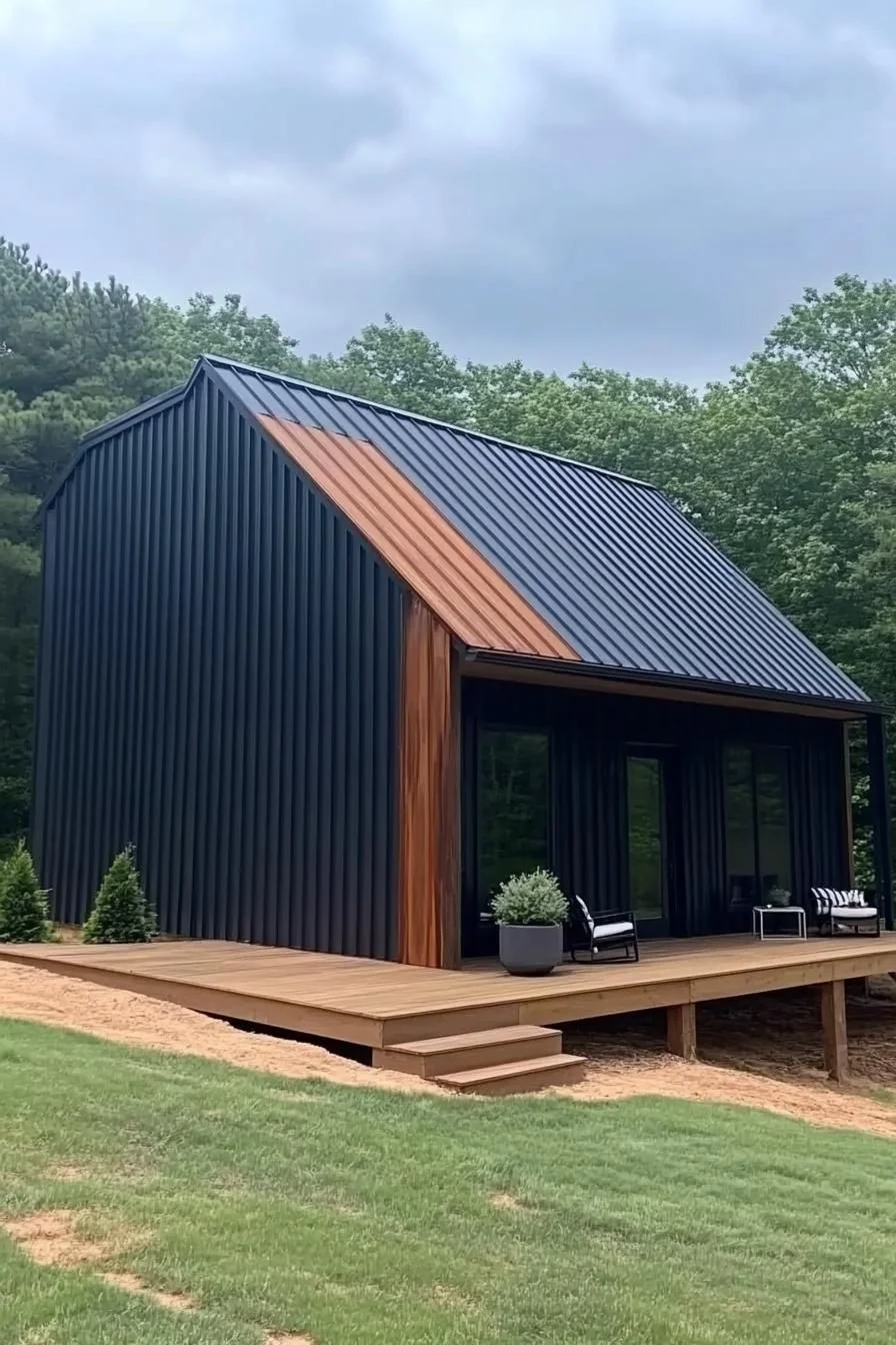 A Gabled Metal Home Set in Green