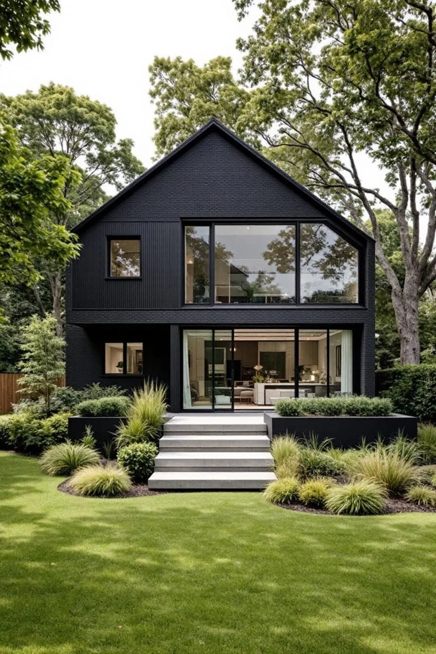 A Gabled Ebony Eyrie Among the Trees