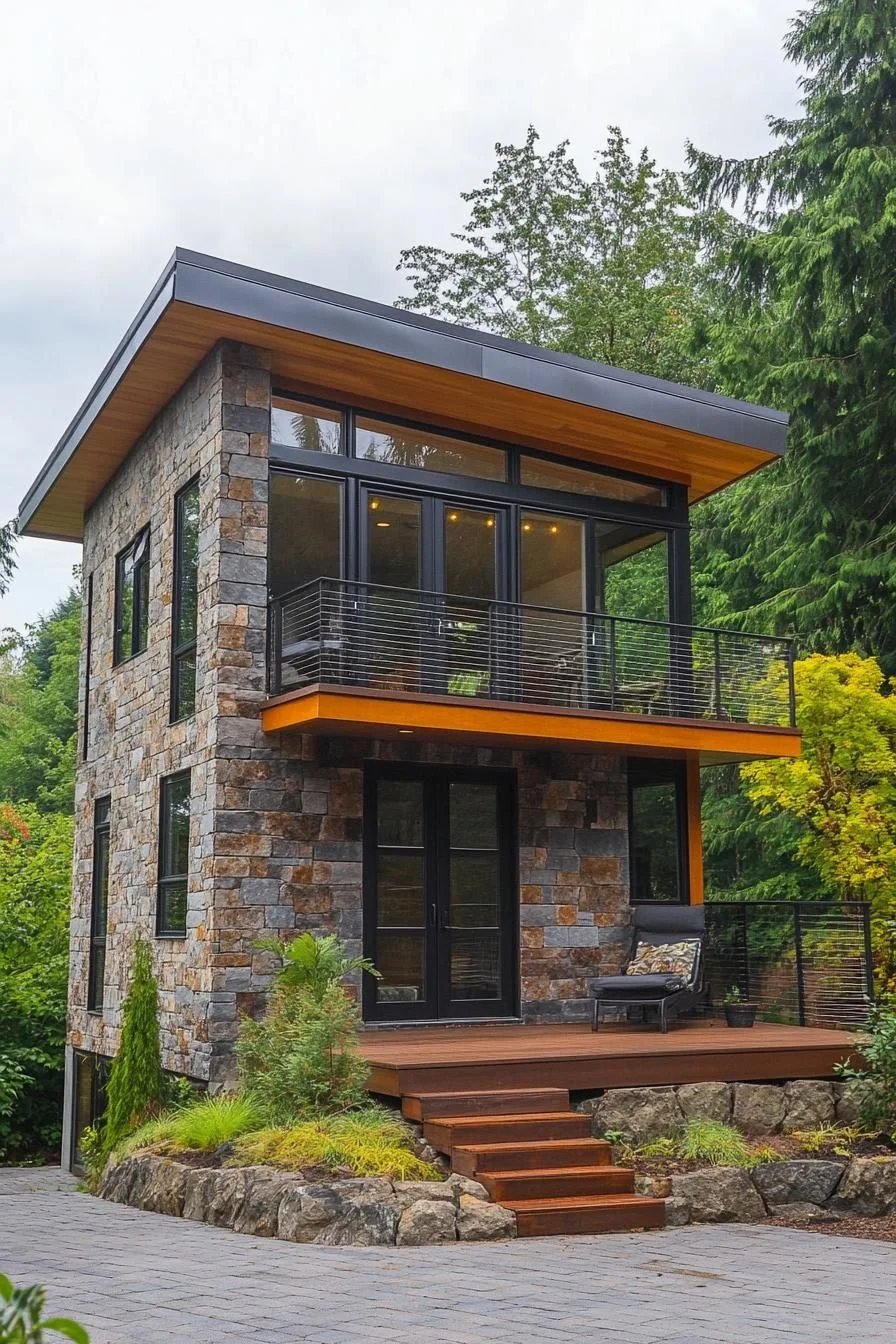 Stone-Clad Tiny House on the Edge