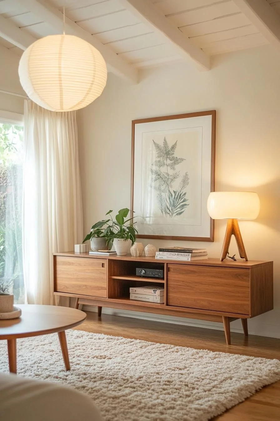 Blonde Wood Mid-Century Living Room