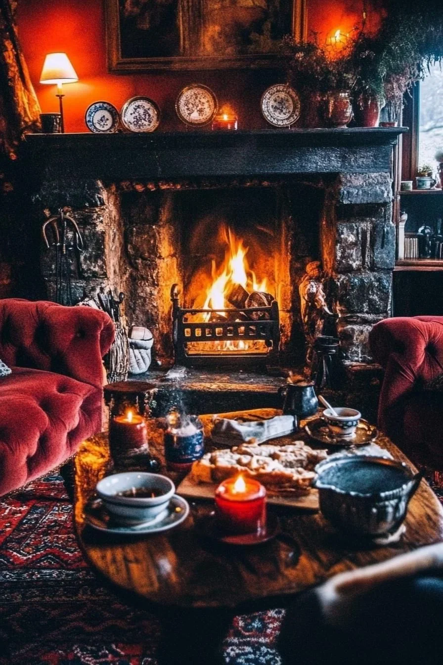 A Deep Red Cozy Hearth Cove