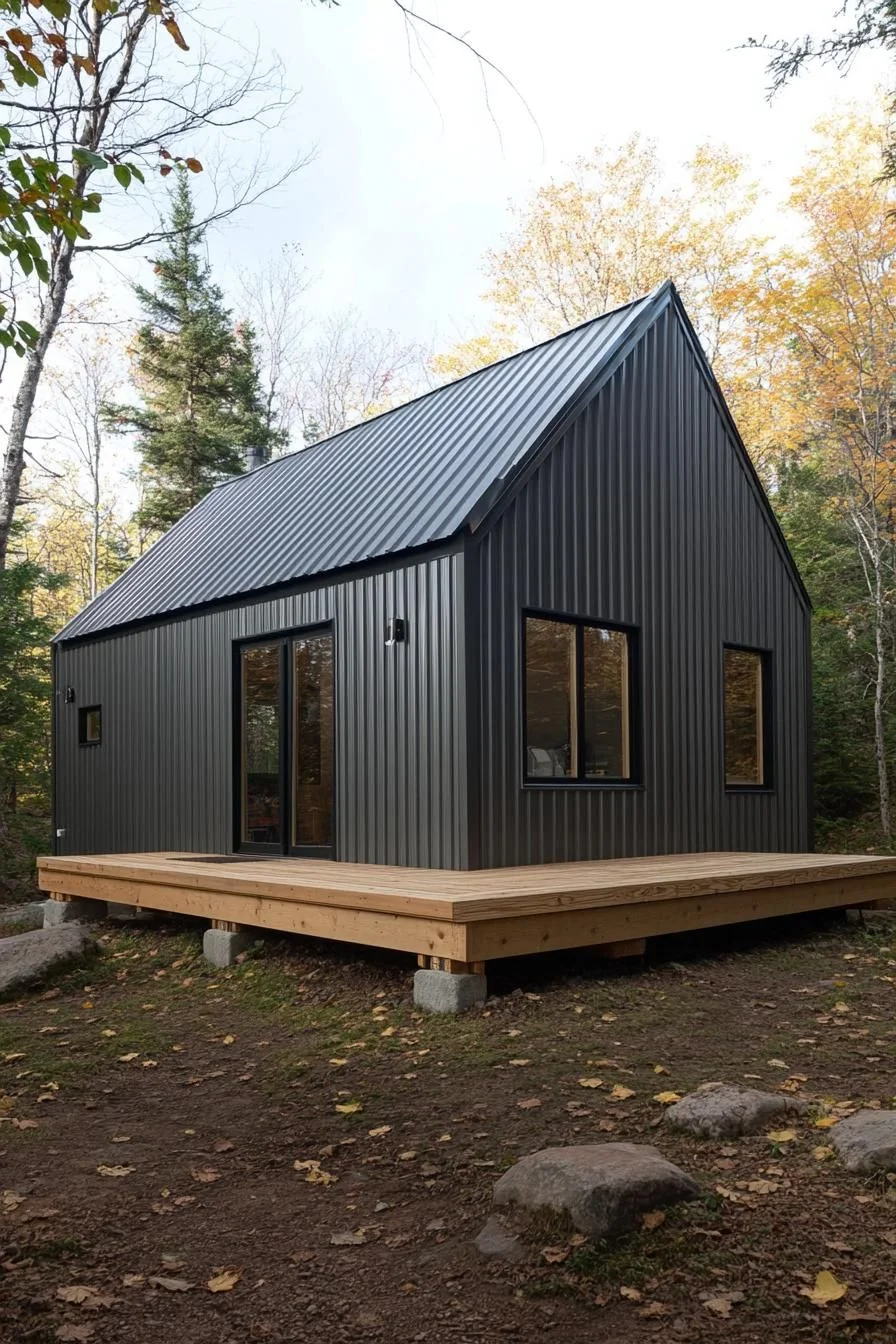 Sunlit Galvanized Metal Cabin